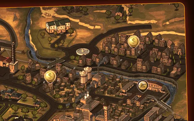 Territory map between missions in Steampunk Tower 2 Defense Game
